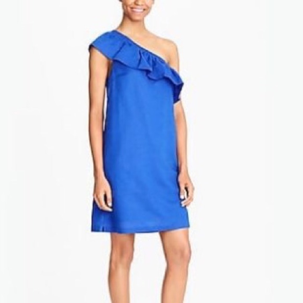 J.Crew One Shoulder Ruffle Dress